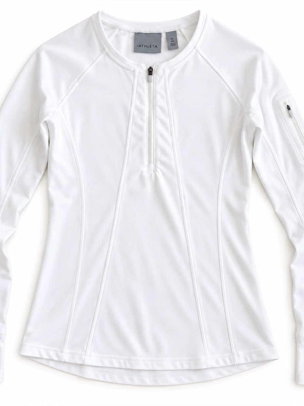 Athleta White Quarter Zip Long Sleeve Performance Top XS